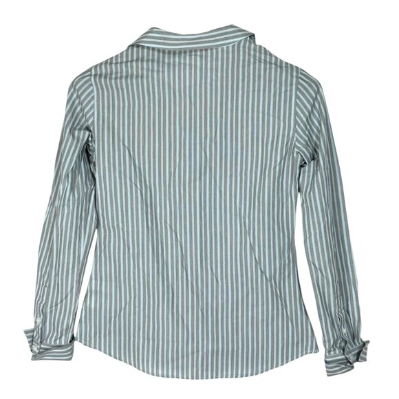 Cutter & Buck Womens XS Blue & White Striped Button-Up Shirt Cotton/Polyester - Picture 2 of 7
